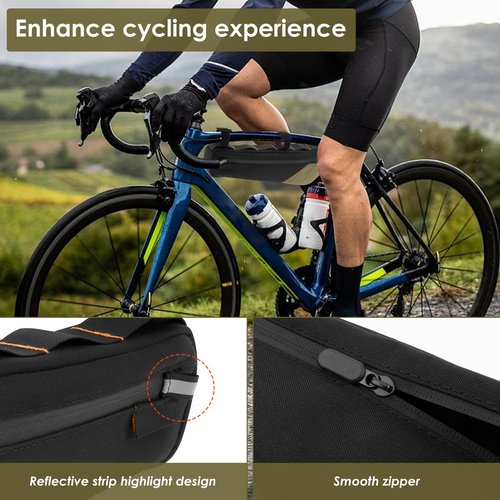 IFOKAMOG Bike Frame Bag, Large Capacity Bike Frame Bags Waterproof, Bicycle Triangle Pouch, Antislip Bikes Front Tube Bag with Side Zipper pocket and Sticky Strap for Commuter Road Bicycle