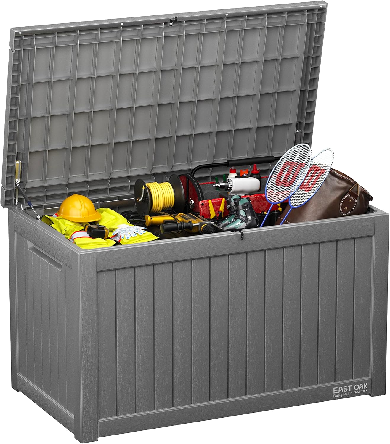 31 Gallon Waterproof Outdoor Storage Box - Lockable Resin Deck Bin for Patio Cushions & Tools - UV Resistant, Black