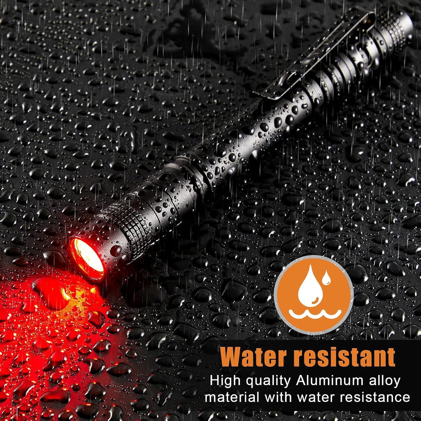 Tuanse 2 Pcs Red Light Flashlight Red LED Flashlight Pen Light Bright Torch for Night Astronomy Aviation Observation Turtle Safe Beach