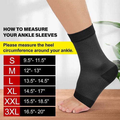 KEKING® Ankle Brace Compression Support Sleeve for Women & Men, Medical Ankle Compression Socks for Plantar Fasciitis, Foot & Ankle Swelling, Achilles Tendon Support, Arch Support, 1 Pair of Black 3XL