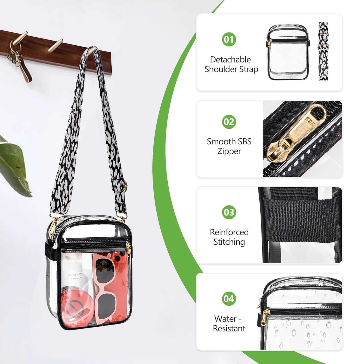 MAY TREE Clear Stadium Approved Purse - Adjustable Strap for Concerts & Events | Stylish Handbag