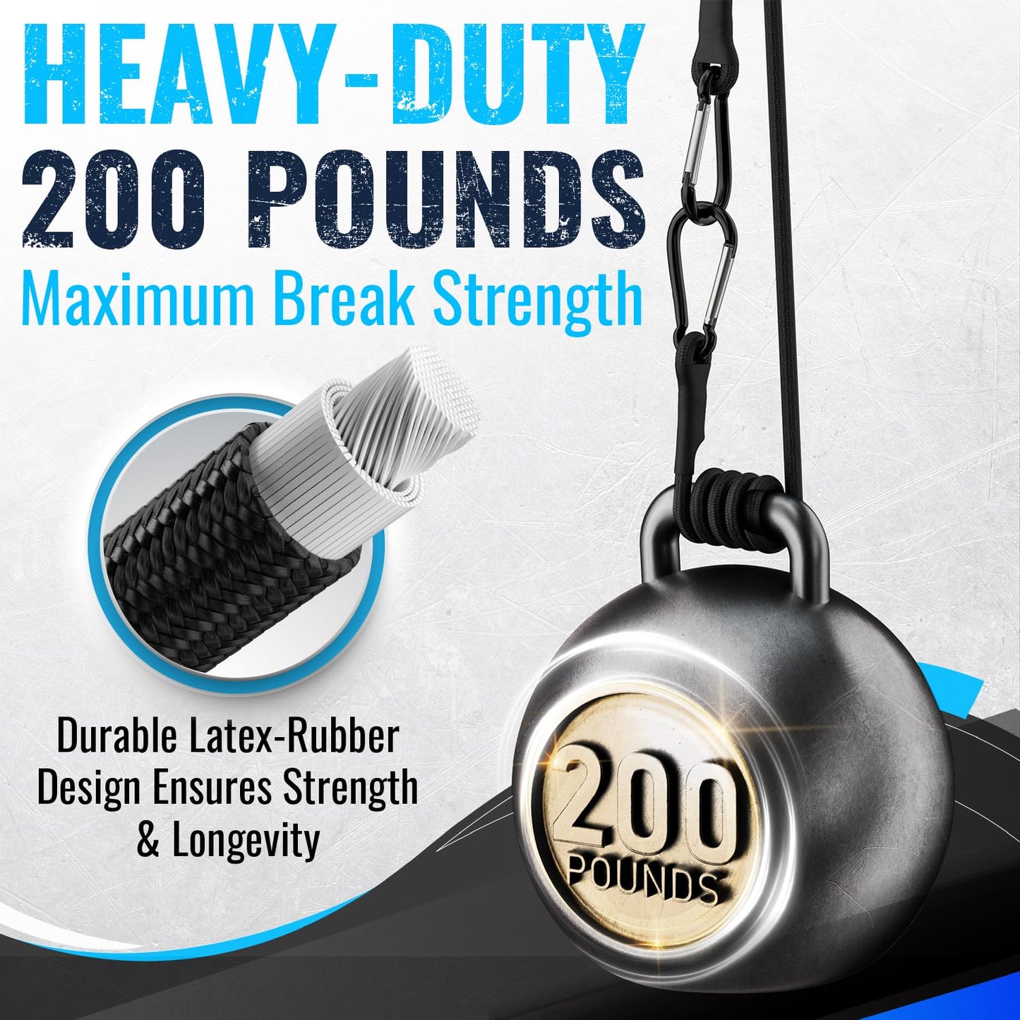 GOEASY0312 Carabiner Bungee Cords with Hooks Heavy Duty - 12" Elastic Bungee Cords With Carabiner Hooks 200 LBS Max Break Strength, UV Resistant for Camping, Tarps, Bike Rack, Tent, Car - 4pcs (Black)