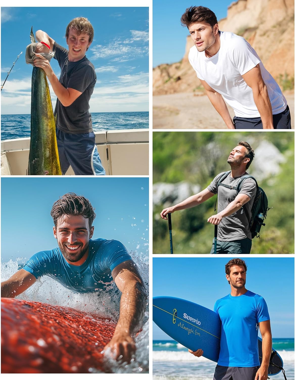 Skiennix Men's UPF 50+ Swim Shirt - Quick Dry Short Sleeve Rash Guard for Fishing & Surfing