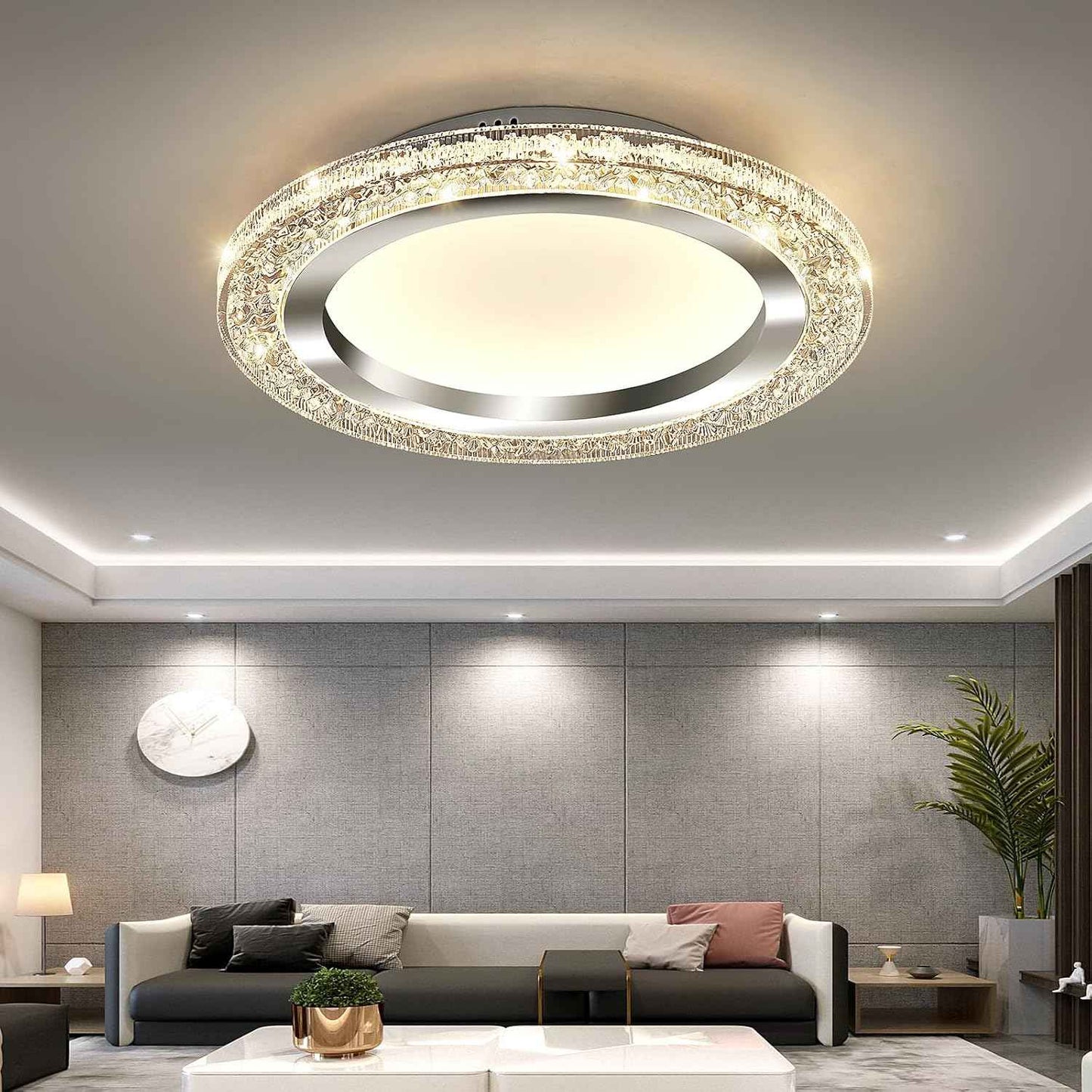 28W Gold LED Flush Mount Ceiling Light - 12" Modern Round Fixture for Bedroom, Kitchen, Bathroom