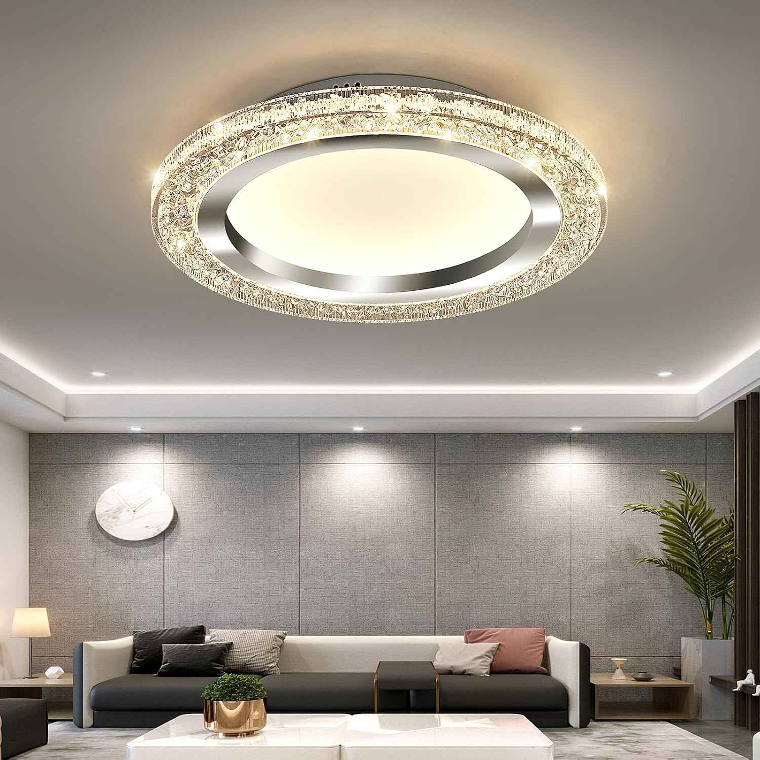 28W Gold LED Flush Mount Ceiling Light - 12" Modern Round Fixture for Bedroom, Kitchen, Bathroom