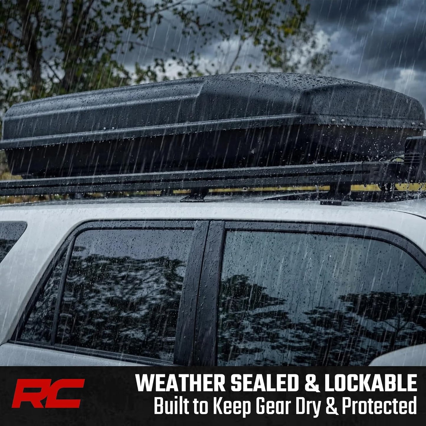 Rough Country Rooftop Cargo Box - 14.5 Cu Ft Hard Shell Storage Carrier | Lockable & Weatherproof
