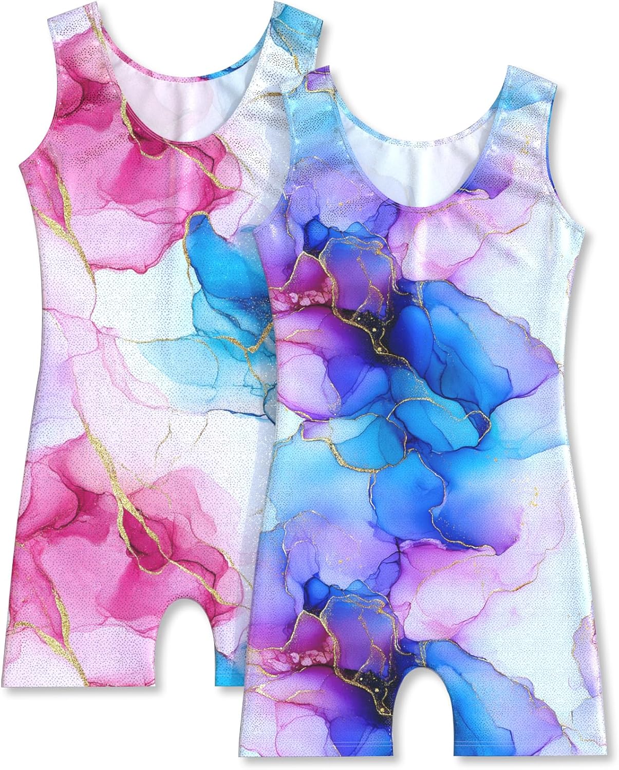 MOLLDAN Gymnastics Leotard - Girls' Dance Biketard Unitards | 2-Pack Tumbling Outfits for Kids