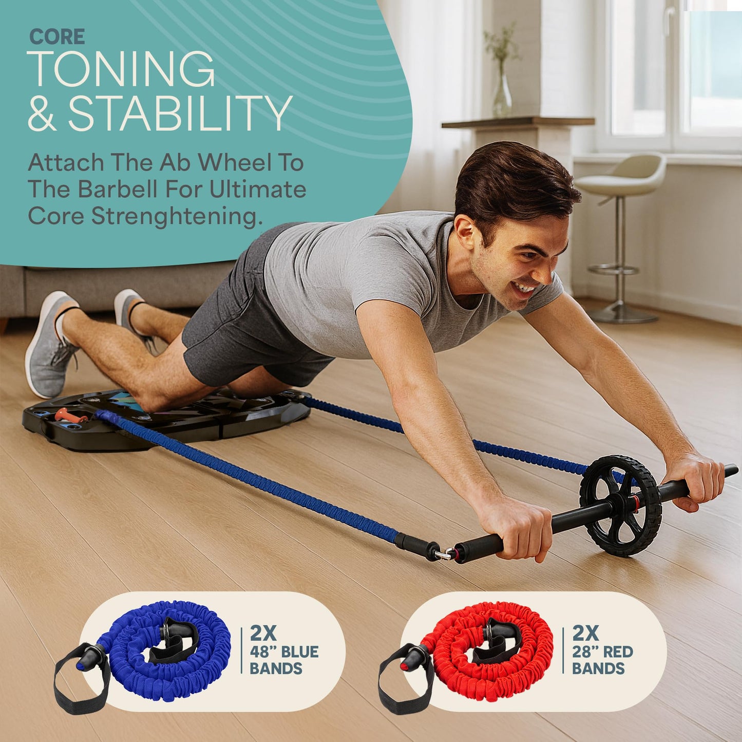 Lifepro Portable Home Gym with Push Up Training Board for Full Body Workouts Push Up Rack Board with 4 Resistance Bands - Home Workout kit Platform for Home Workouts