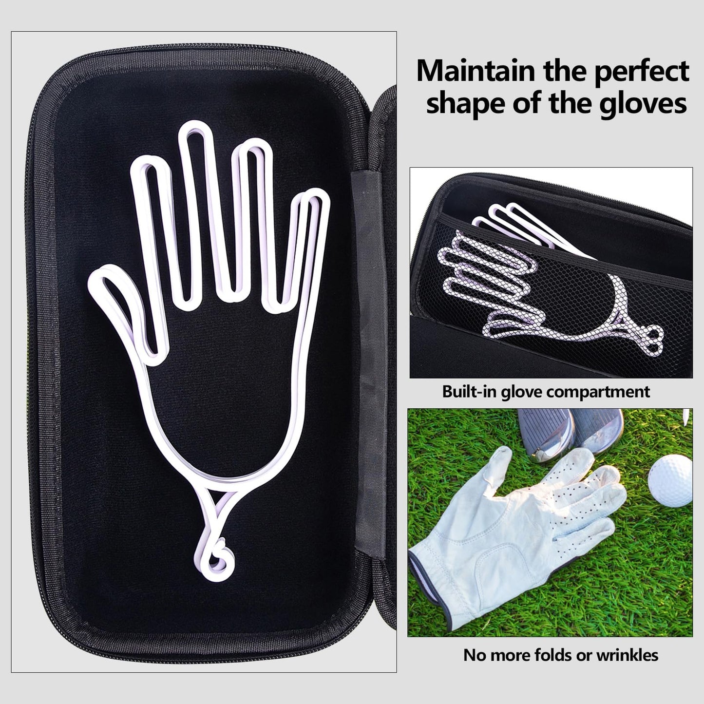 Golf Glove Holder Case Portable Golf Glove Box Storage Pouch Golf Glove Caddy Bag with Clip,Golfer Gifts for Men Women Golf Accessory Case for Divot Tools, Tees, Ball Markers