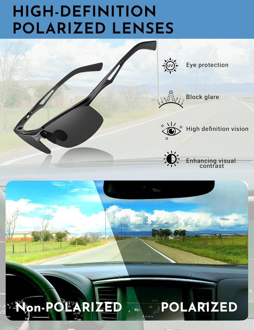 BIRCEN Polarized Sunglasses - Lightweight Metal Wraparound Design | UV Protection for Men