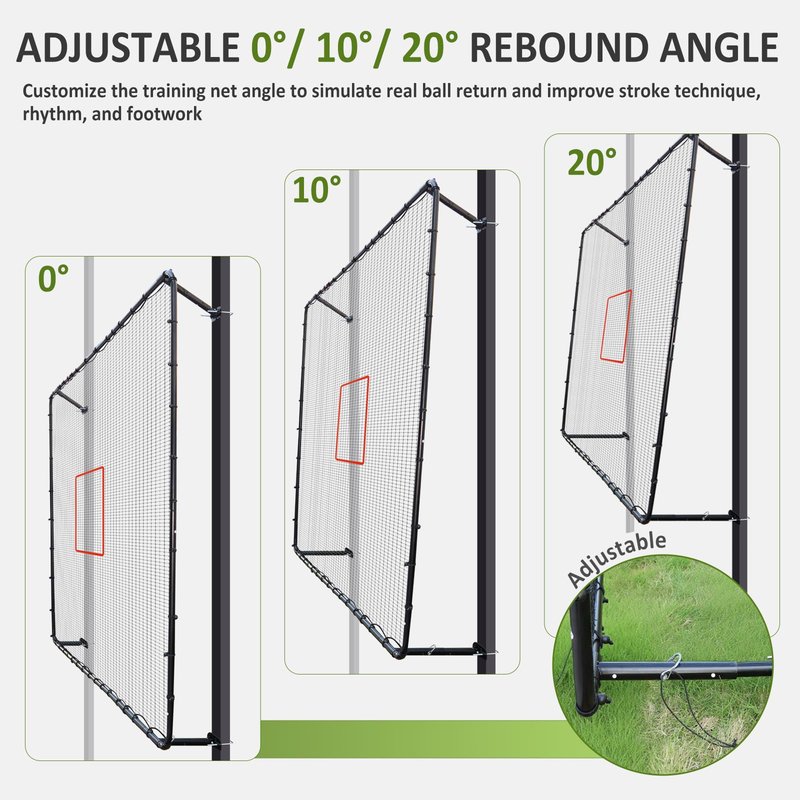 MegaNets Fence-Mount Tennis Rebounder Net 12x8FT – Space-Saving Tennis Practice Wall with Adjustable Rebound Angle – Solo Training Net Fits Most Fence Poles, Heavy-Duty Frame for Outdoor Practice