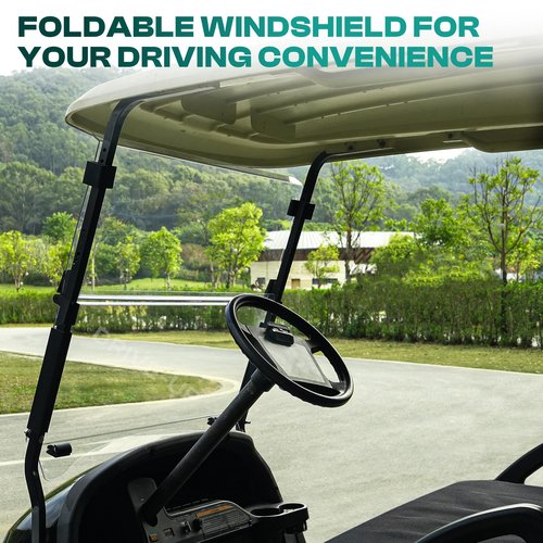 DRIVE UP Club Car Windshield, Golf Cart Windshield Compatible with Club Car 2004-Up Precedent, Onward, Tempo Gas and Electric Golf Carts, Clear Foldable Windshield Impact Resistant and UV Protection