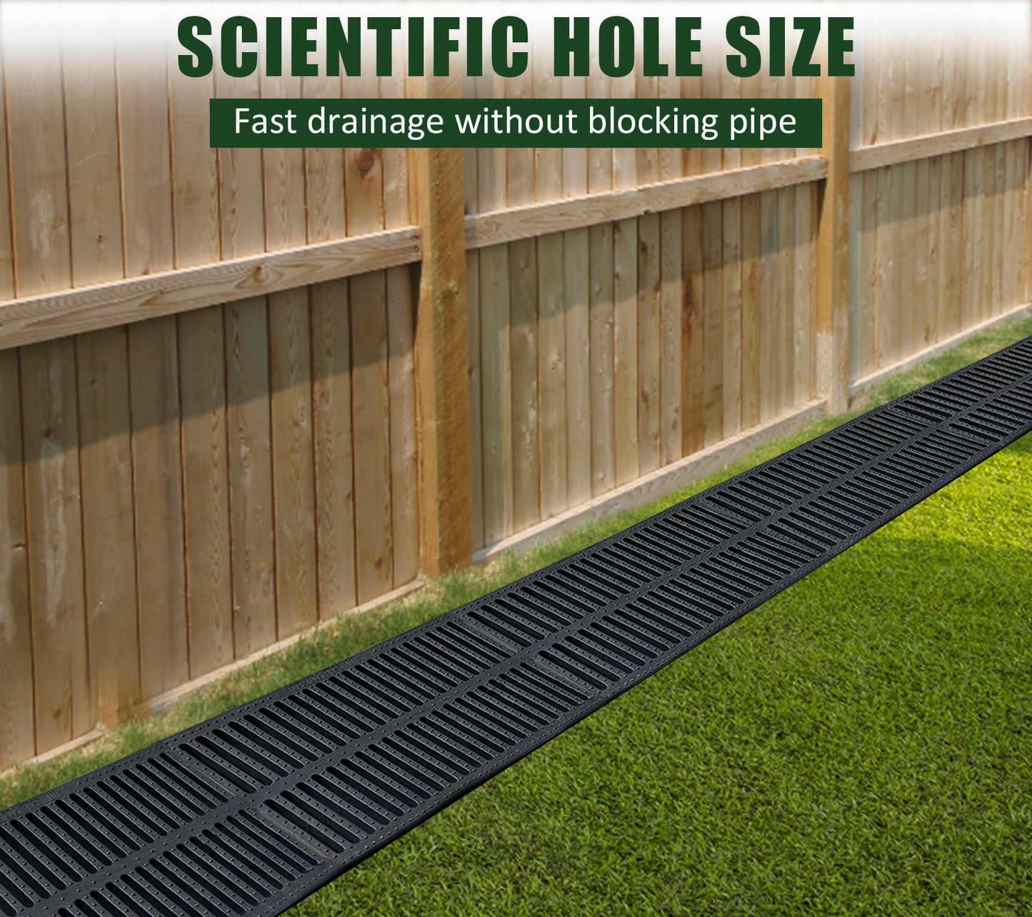 Natotela 6 Pack Polymer Plastic Channel Drain Grate-19.7x9.8x1 in Durable Trench Cover,Total Length 118 in Polymer Drain Strainer,Outdoor Drain Grates for Yard Fence Sidewalk Farm Houseside