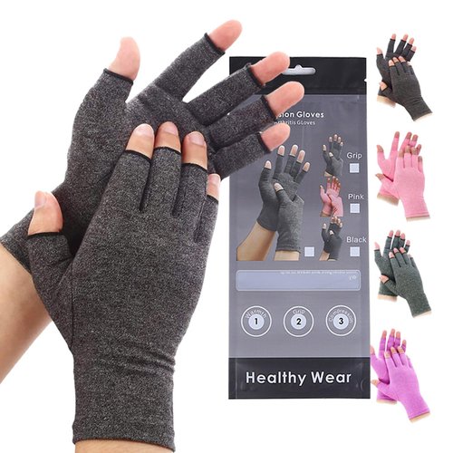 Worzwin Premium Bamboo Gloves, Compression Bamboo Arthritis Gloves, Bamboo Compression Gloves for Women, Men (Gray, Small)