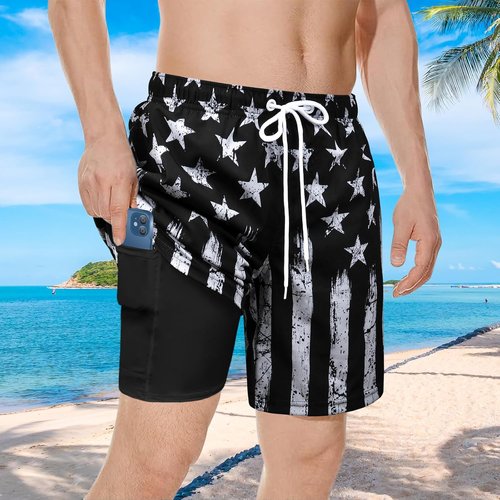 MaciRept Men's Swim Trunks - Quick-Dry Bathing Suits with Compression Liner | Stylish Beach Shorts