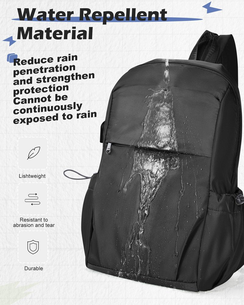 SEAFEW Large Black Convertible Sling Crossbody Backpack Shoulder Bag for Men Women, Waterproof Nylon Chest Bag One Strap Back Pack for Hiking Walking Biking Travel Cycling with USB Charger Port