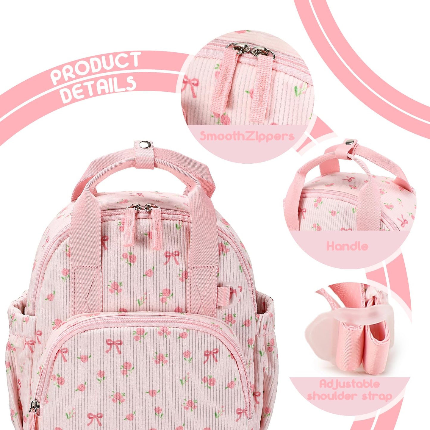 Bluboon Toddler Backpack for Girls Boys 2-4 Cute 12" Preschool Kindergarten Backpacks Kids Daycare Bags School Travel (Pink bow flower 212-Pink, Age 2-4 (12" H not Fit A4 Folder))