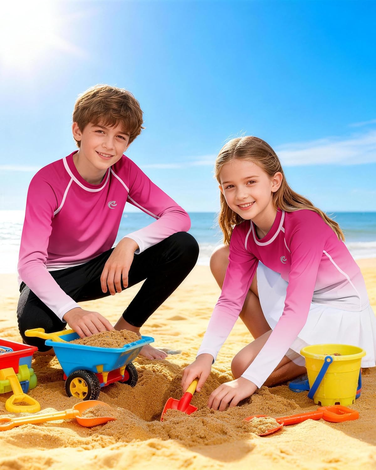 Skiennix Boys UPF 50+ Swim Shirt - Long Sleeve UV Sun Protection Rash Guard | Youth SPF Water Shirts