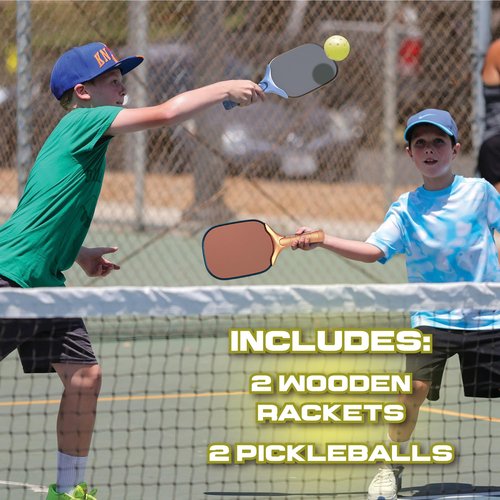 Lollipop Kids Pickleball Competition Set - Includes 2 Plastic Rackets and 2 Pickleballs for Championship Play
