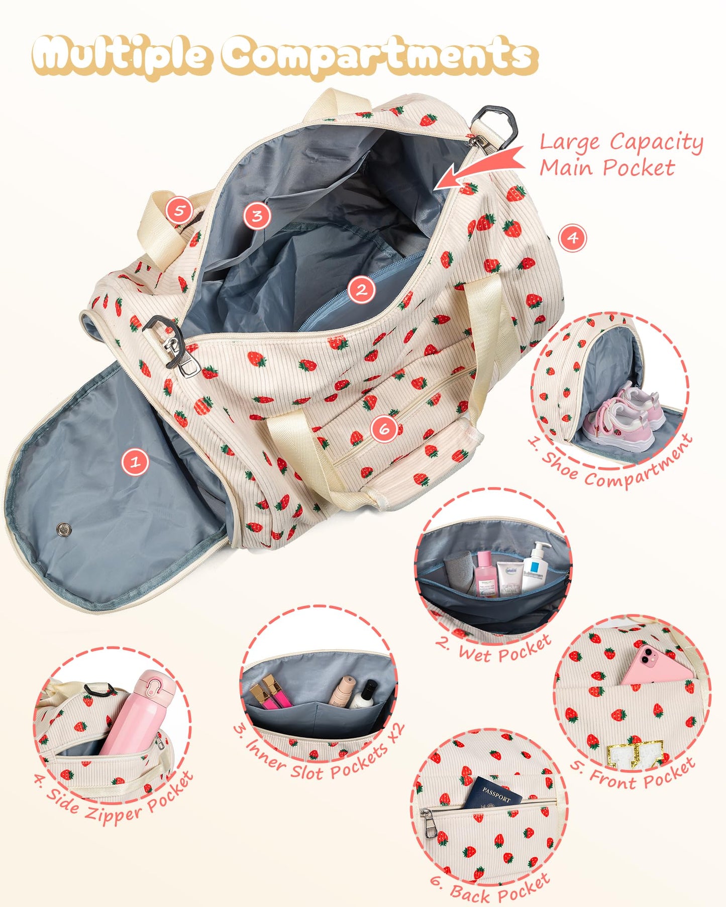 Vogewood Trending Gift for Toddler, Girls Gym Bag, Kids Personalized Weekend Duffel Bags with Shoe Compartment, Initial Travel Tote with Makeup Bag, Gift for Ballet Dance Gymnastics Girl (Letter R)