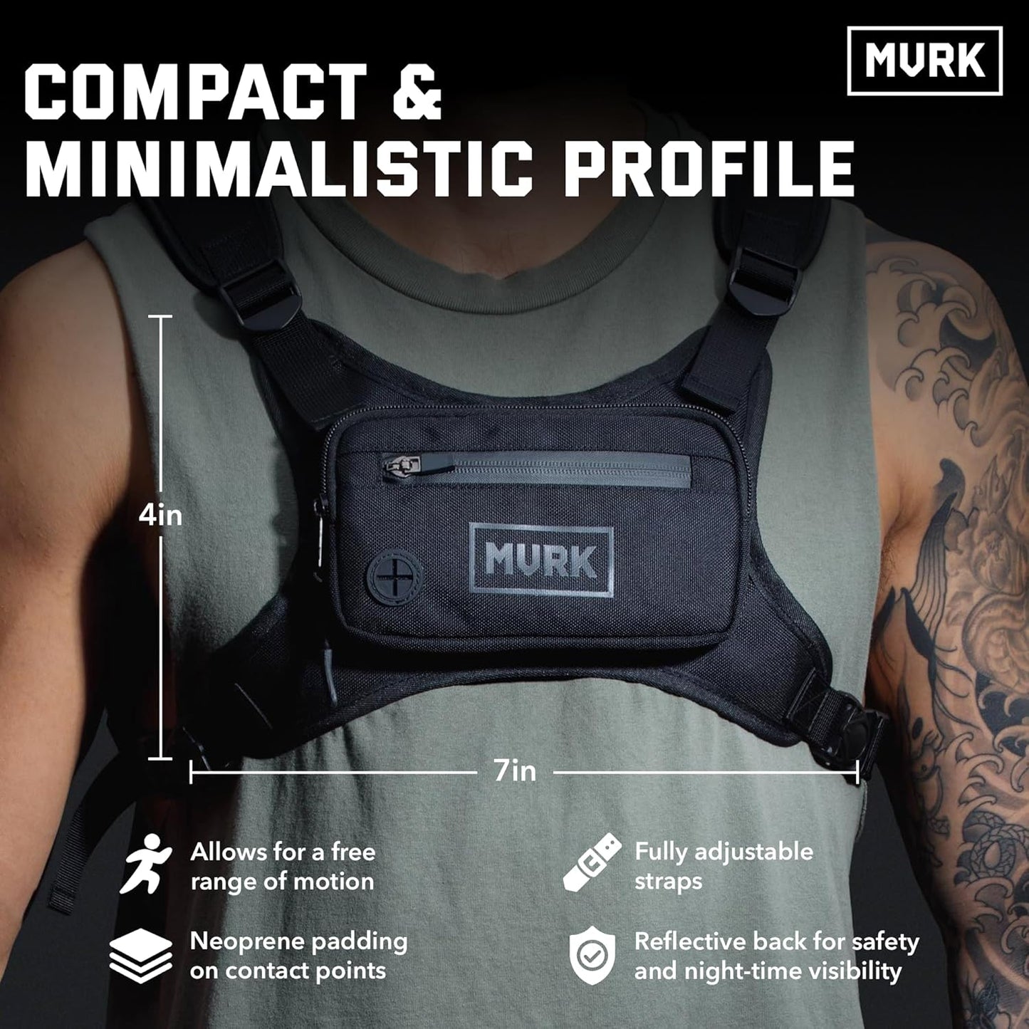 MVRK Running Vest - Water Resistant Chest Pack with Phone Holder | Lightweight & Reflective Design