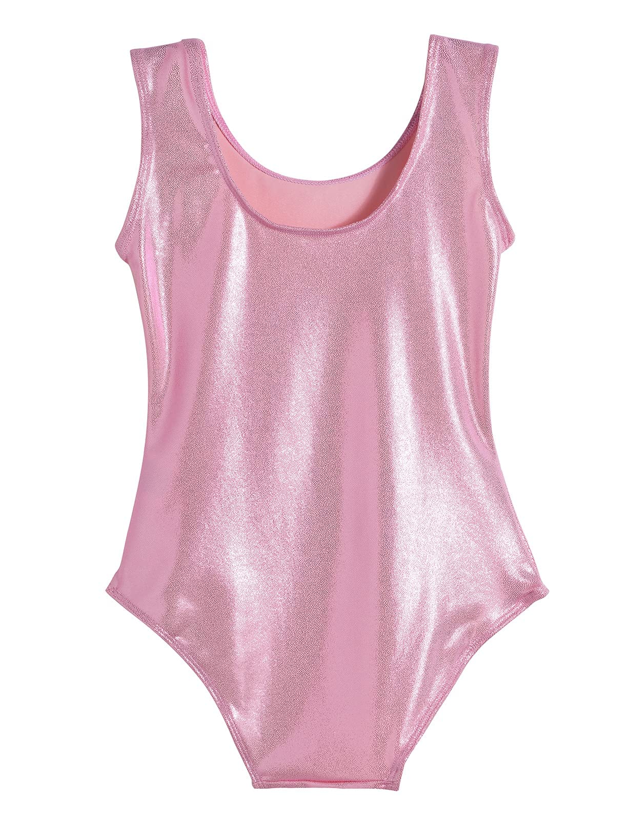 Domusgo Gymnastics Leotards for Girls 6-7 Years Old Pink Sparkly One Piece Tumbling Outfits