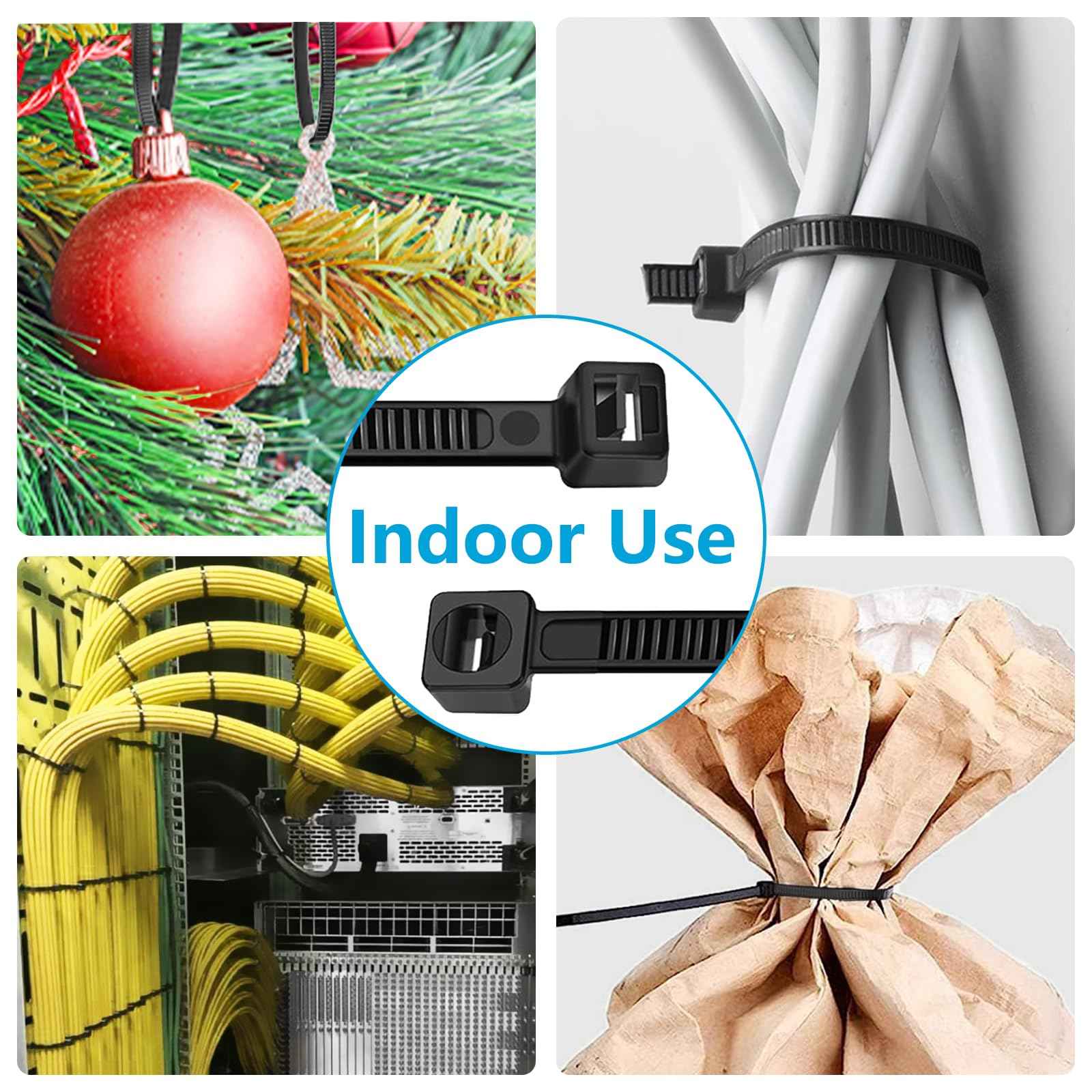 Zip Ties 10 inch (1000 Pack), Black Cable Ties, 45lb Tensile Strength, Wire Ties, Glufirm