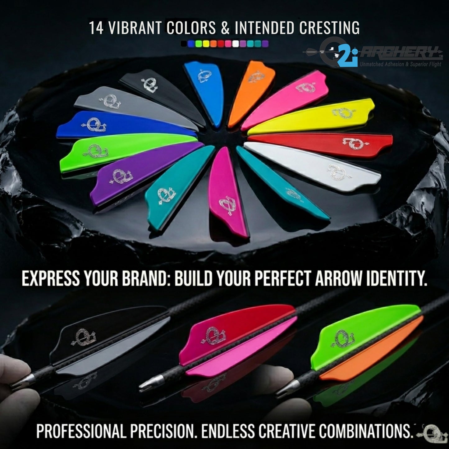 Q2i Fusion X-II | 3" | 36pk | Black High-Performance Arrow Fletching Vanes with Tri-Fusion Adhesion Technology for Target Archery