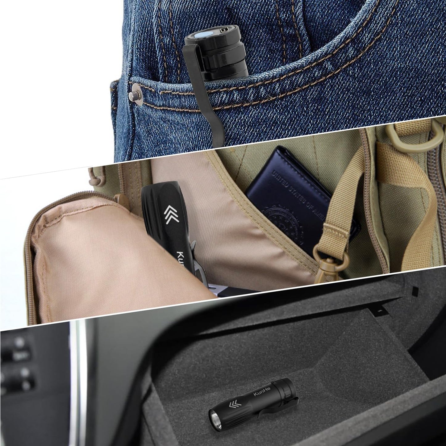 KunHe 10 Pack Small Rechargeable Flashlights Bulk USB-C Mini High Lumen Flashlight Clip-on Portable Pocket Flash Light for EDC Emergency Home Use