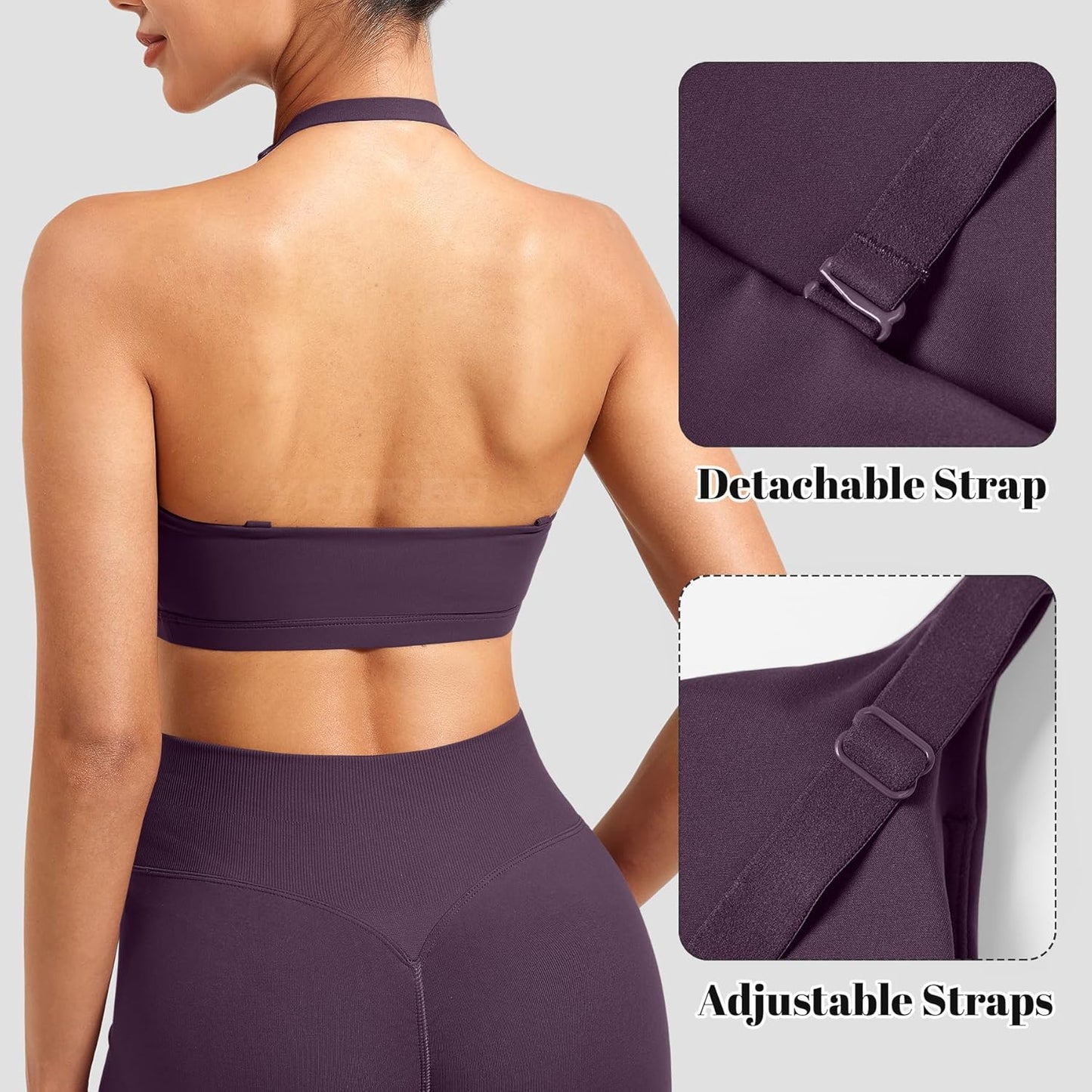 YEOREO Sports Bra - Open Back Design for Medium Impact Workouts | Adjustable Straps, Padded Comfort
