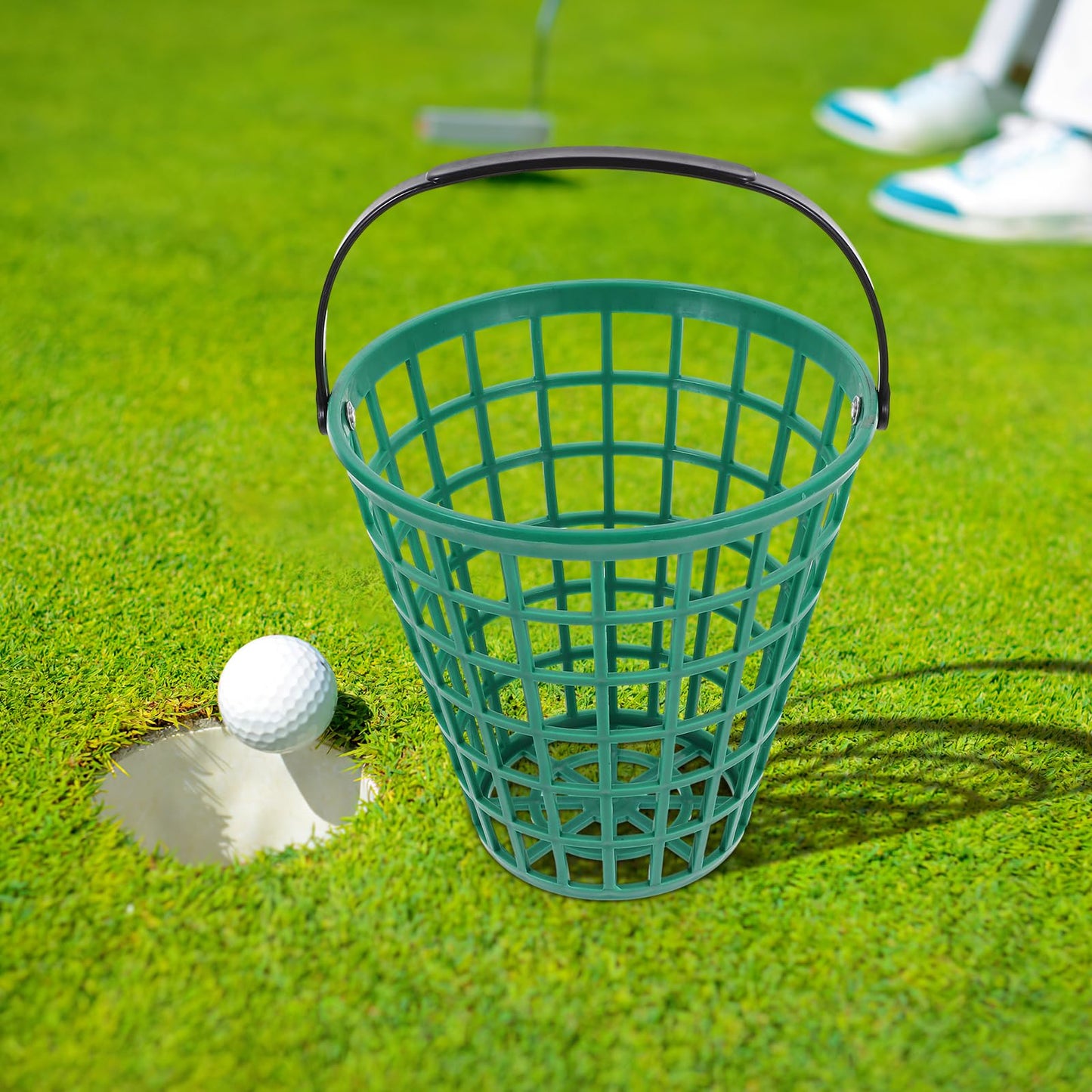 Toddmomy 1pcs Golf Ball Basket,Plastic Golf Ball Bucket Golfball Storage Container with Handle for Outdoor Sport Stadium Accessories,75pcs Ball