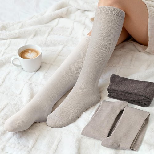 LEVSOX Wool Compression Socks for Women and Men 20-30mmHg Knee High Support Socks for Flying Nurses Pregnancy