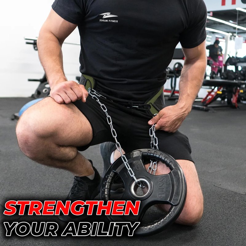 Hold weights up to 800lbs Zokani Dip Belt with Chain for Heavy Weightlifting Exercises ,Squats, deadlifts, pull Up Weight Belt, Dipping Belt, Men and Women Training Strength Dip Weightlifting Belt (Army green)