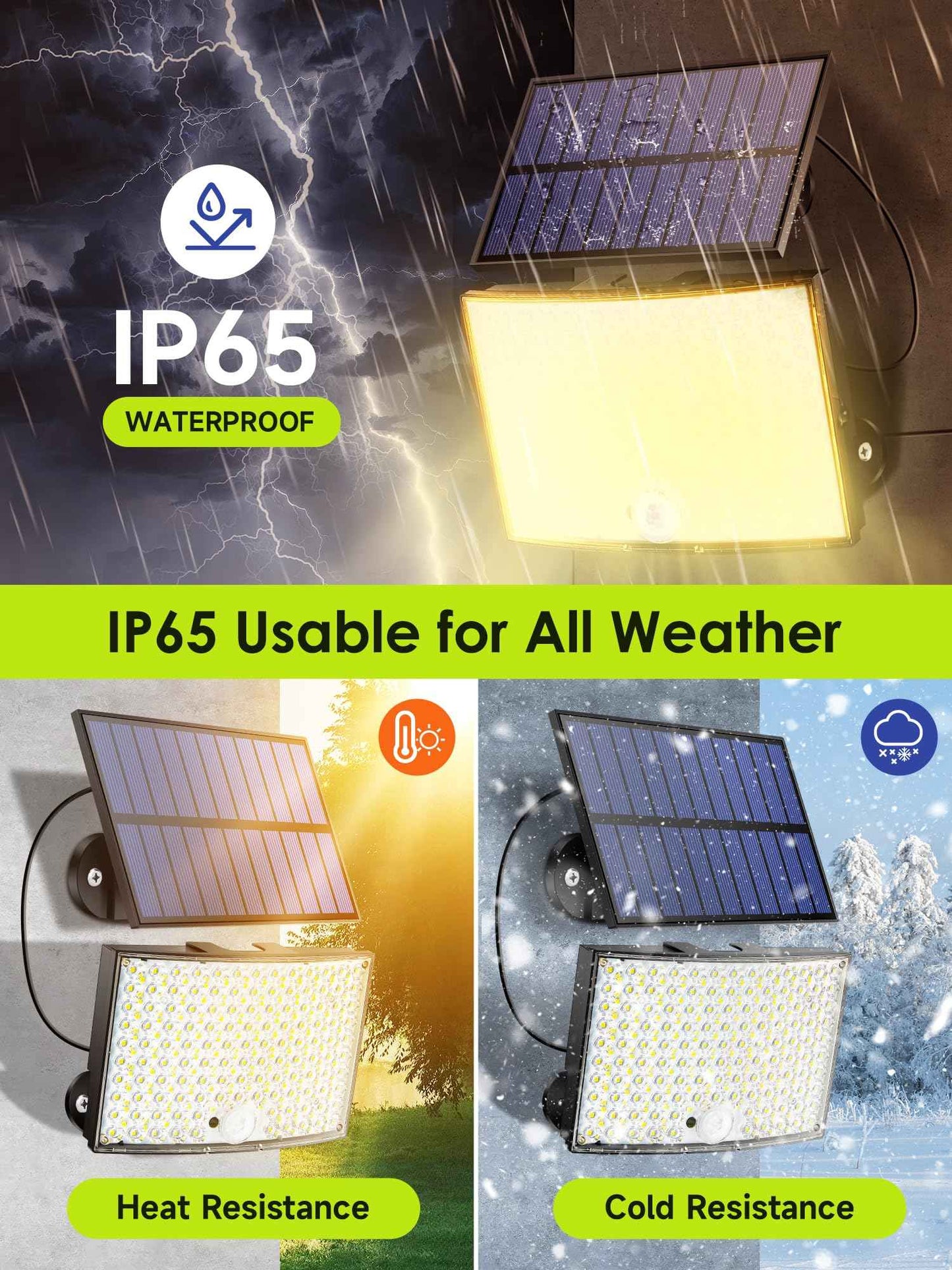 Solar Flood Lights Outdoor, [3000K Warm Color/268LED/7M/5 MODES/1PCS] Solar Motion Lights Outdoor Waterproof, Remote+IP65 Focos Solares para Exteriores Luces Solares para Patio