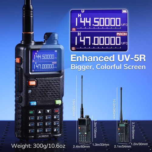 BAOFENG UV-5RM Plus 10W Ham Radio Handheld, Dual Band Two Way Radio Long Range, NOAA FM Airband Receiver, with Soft Case, Programming Cable, 2500mAh Battery USB-C Port, Chirp Compatible (2 Packs)