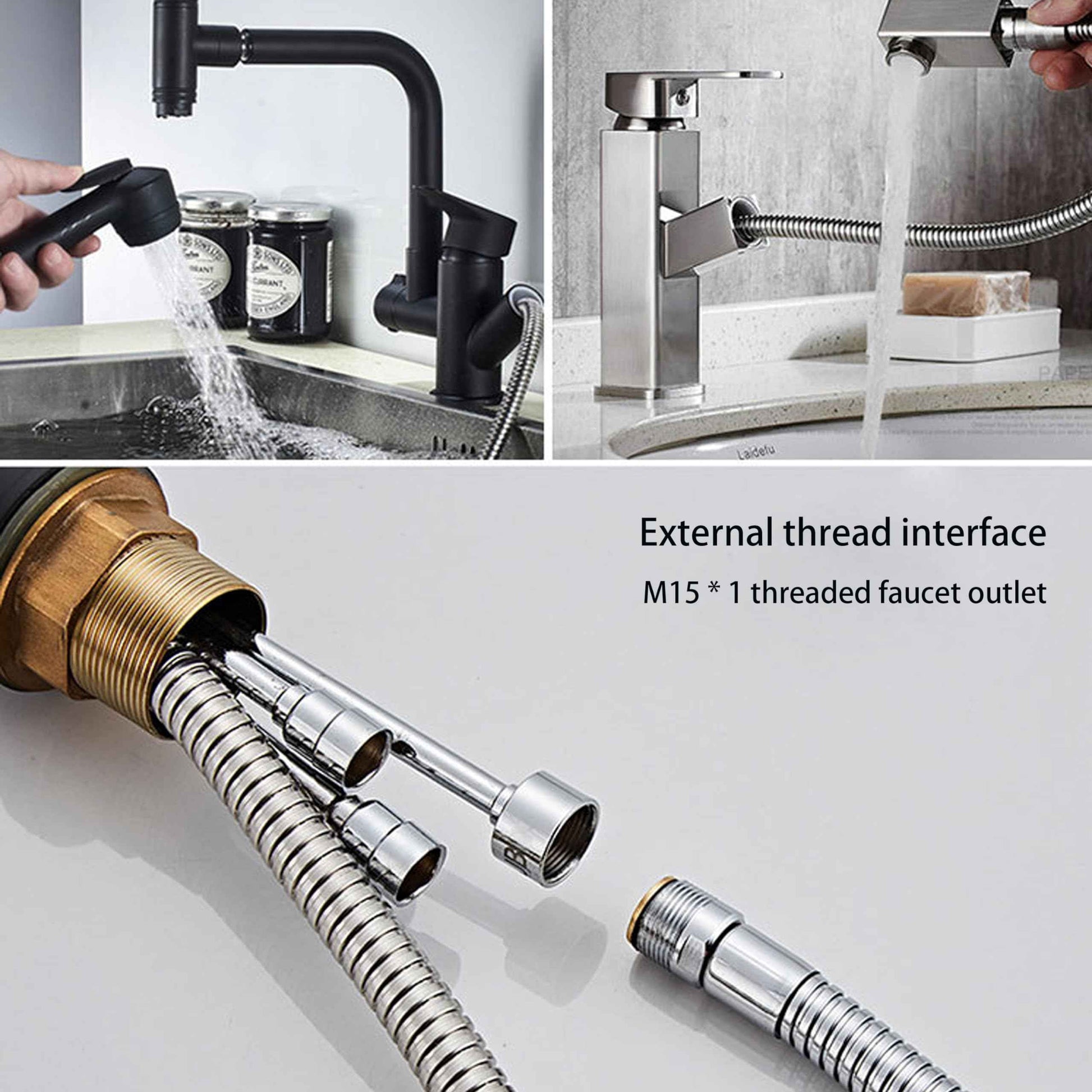 Spray Hose for Kitchen Faucets, Pull Down Replacement, Kitchen Sink Faucet Pull-Out Spray Replacement Hose， 59-inch Chrome Finish