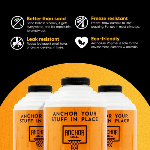 AnchorGel Sand & Sand Bag Alternative Polymer | A Smarter Way to Keep Equipment from Tipping Over | Keep Portable Basketball Hoops, Umbrellas & Items with a Base from Falling | Made in USA (16oz)
