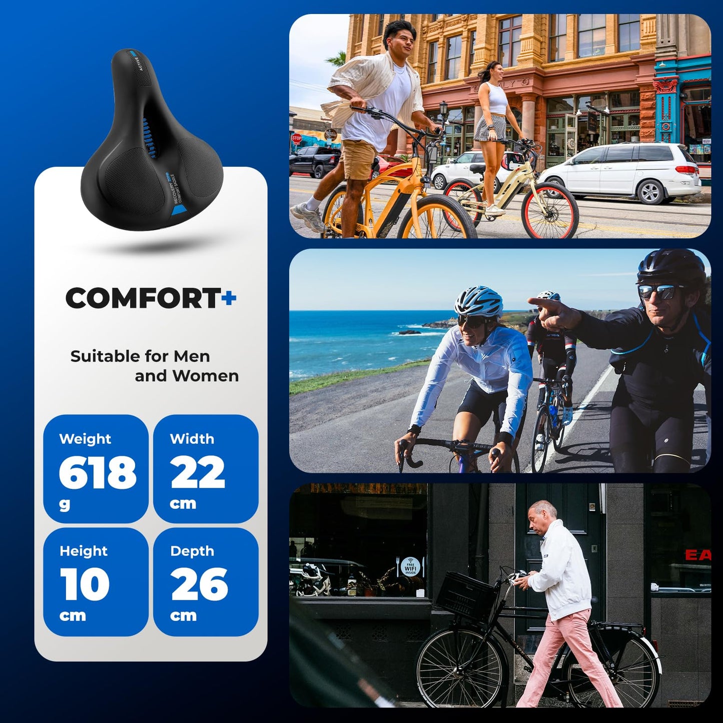 ROCKBROS Bike Seat Cushion Soft Wide Bicycle Seat for Peloton, Road