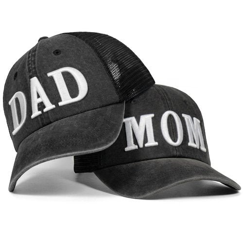 Clatnew Mom and Dad Hats for New Parents Gifts，Pregnancy Announcement Unconstructed Mesh Caps for Couples