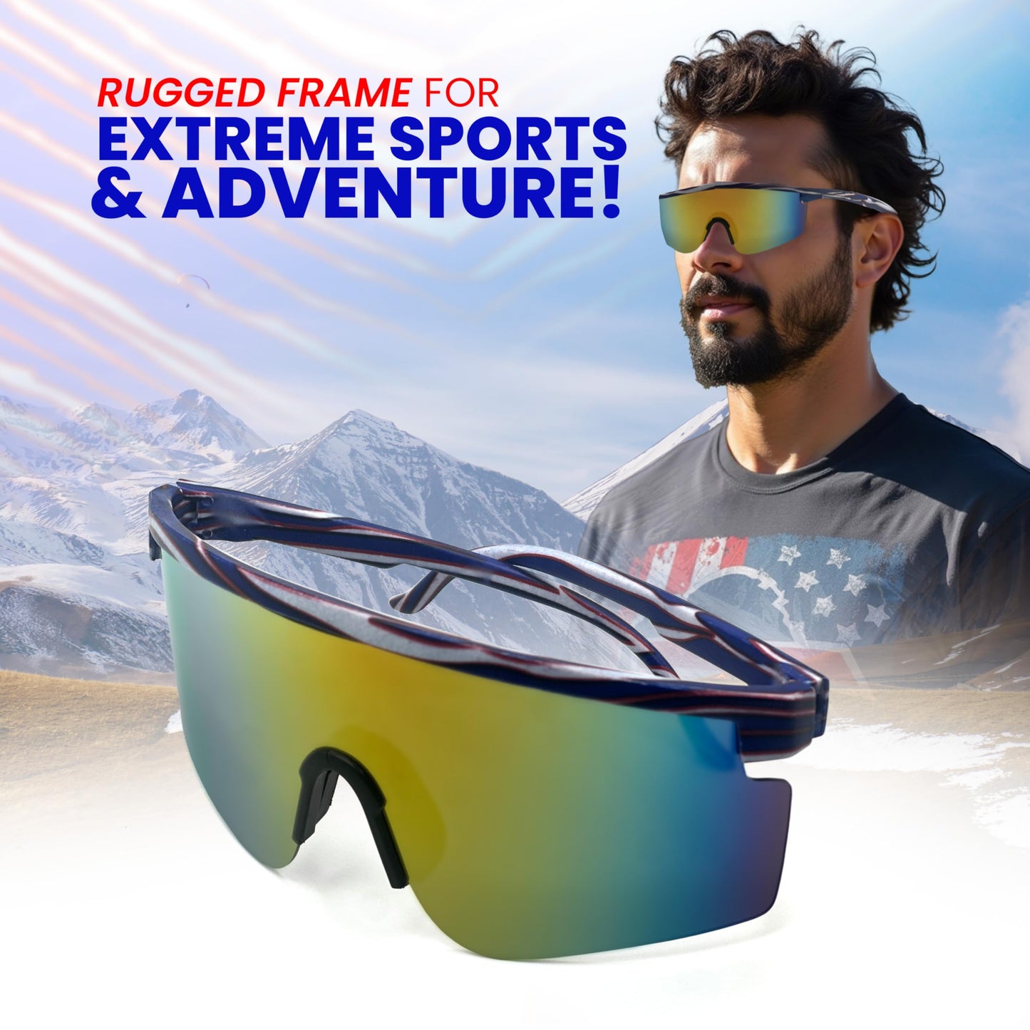 Let’s Go Buffalo Sports Sunglasses - Polarized Cycling Glasses for Men and Women, UV400 Protection, Lightweight and Durable for Running, Fishing, Driving, Baseball, Golf and Outdoor Sports - (Buffalo)