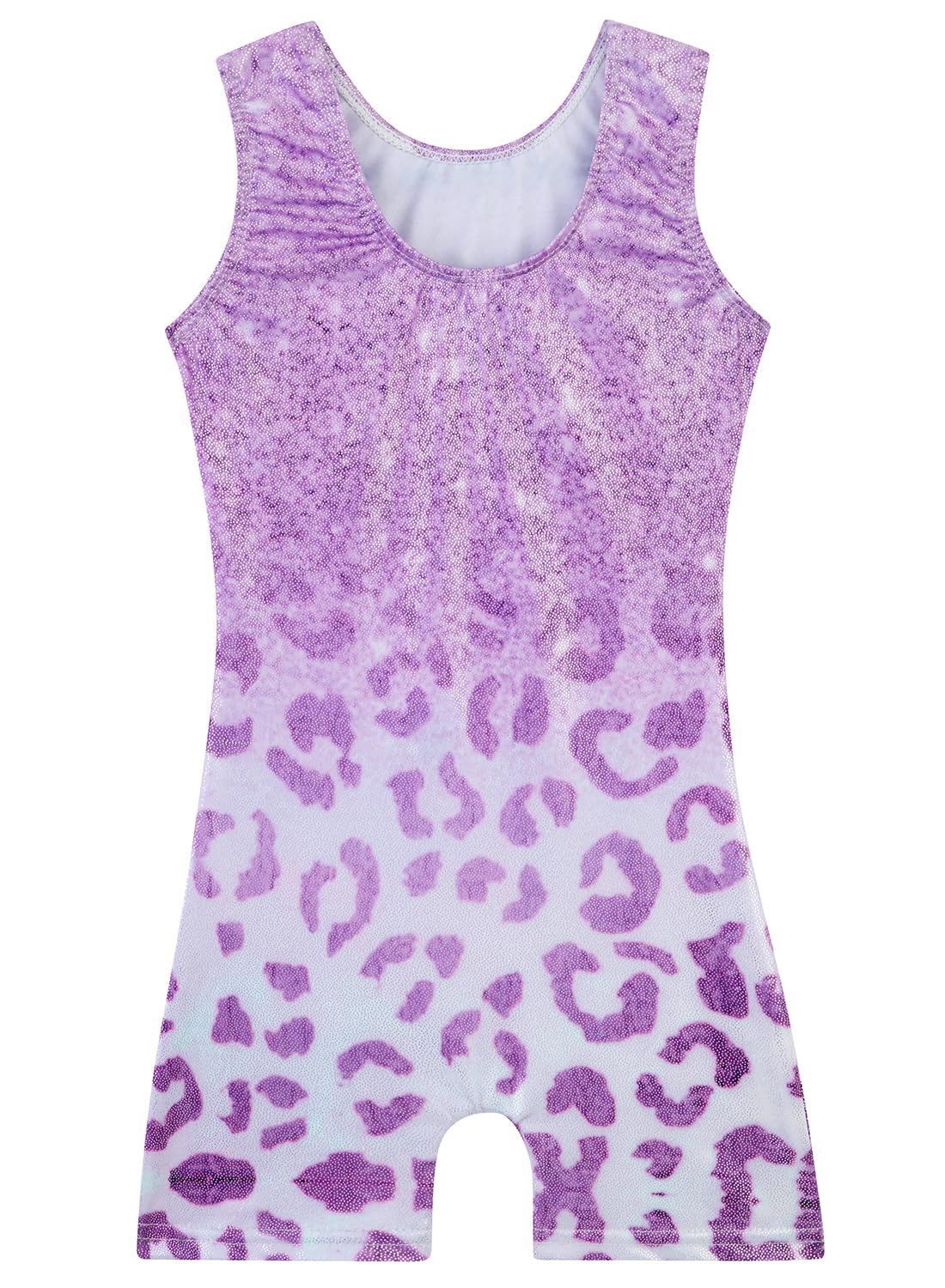 Gymnastics Leotards for Girls Toddler Ballet Dance Tumbling Outfits 3t 4t Kids Sleeveless Gymnastic Biketard with Shorts Sparkly Dancwear Unitards Clothes Bodysuit (Purple Leopard, 3-4T)