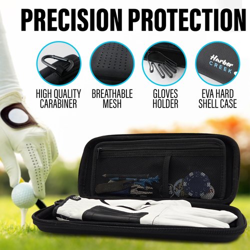 Harbor Creek Golf Glove Holder Case - Durable EVA Hard Shell Organizer with Glove Shaper, Weather-Resistant Design for Tees, Phone, Keys & Tools – Compact & Breathable
