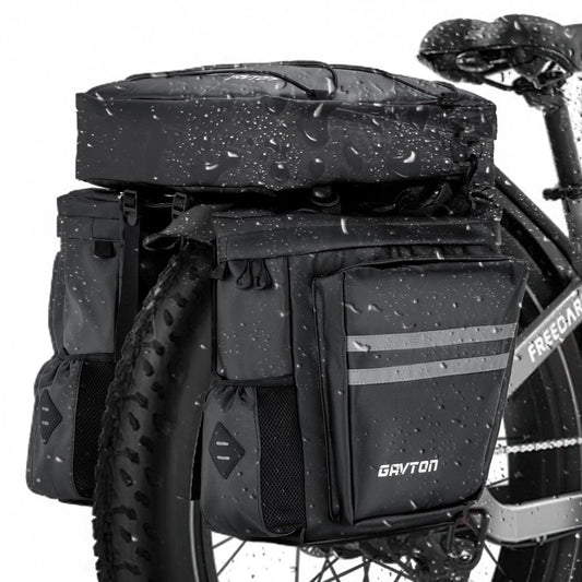 GAVTON 3-in-1 Waterproof Bike Pannier Bag Set 40L Detachable Bicycle Saddle Bag Backpack with Adjustable Shoulder Strap Heavy-Duty Polyester for Commuting Touring Cycling Accessories