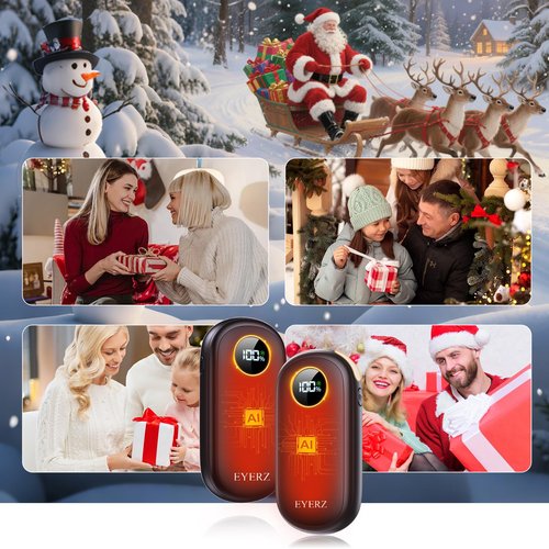 Rechargeable Hand Warmers, Dual-Sided Electric Hand Warmers with LED Display & Flashlight, 4 Levels Fast Heat, Portable Handwarmers for Christmas, Hunting Essentials, Camping, Gift for Men, Women