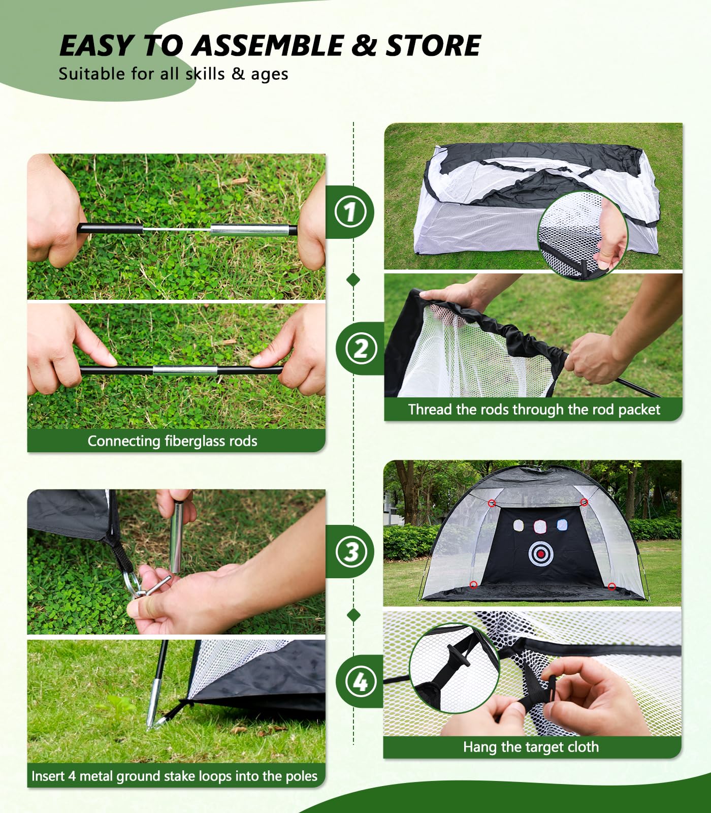 Golf Net, 10 x 7FT Golf Practice Nets for Backyard Driving Hitting Swing Chipping Training with Hitting Mat for Indoor & Outdoor, Gifts for Men Dad Husband Golfers Him