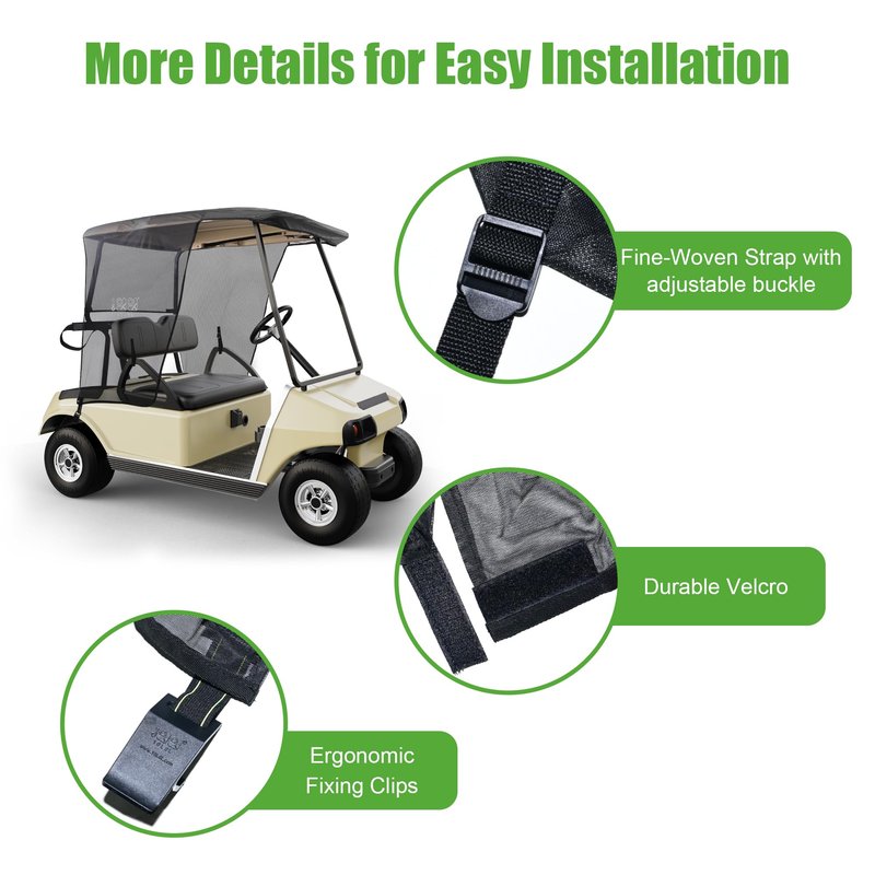 10L0L Golf Cart Sun Shade Cover for Club Car DS Precedent and EZGO TXT RXV, UV Heat Resistant Sunshade Curtain