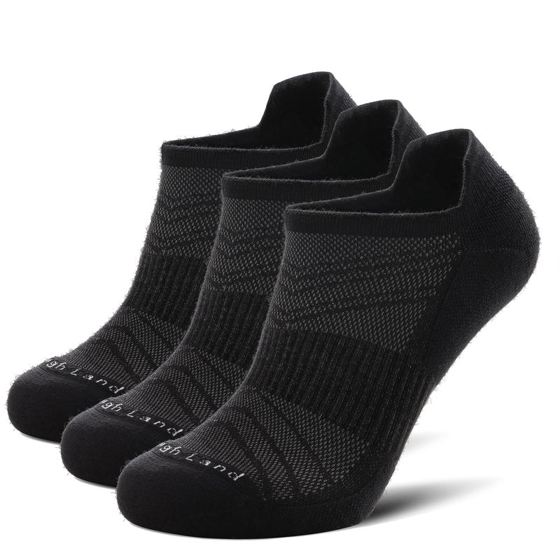 Tough Land Merino Wool Socks for Men & Women – 80% Merino Wool, No Show, Lightweight, Cushioned for Running, Hiking