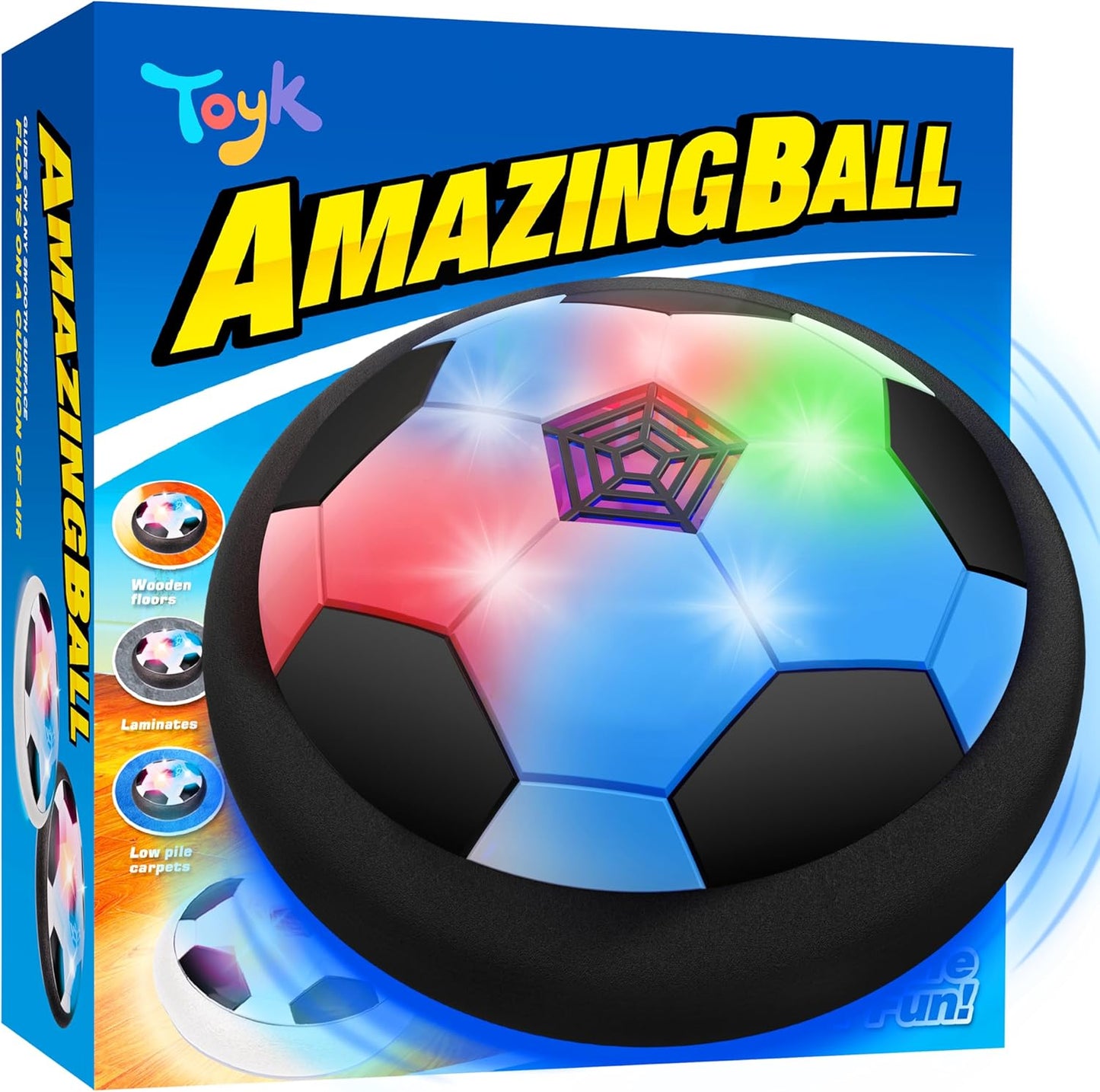 Toyk Boy Toys - LED Hover Soccer Ball - Air-Powered Indoor/Outdoor Football Game for Kids Ages 3-12