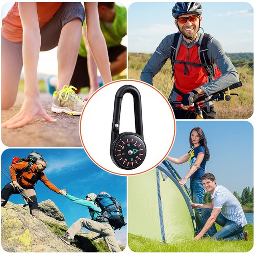 32 Pcs Compass Keychain for Kids Small Compass Keychain Belt Clips with Holes Adventure Camping Metal Buckle Pocket Outdoor Hiking Survival Camping Party Favors (Multicolor)