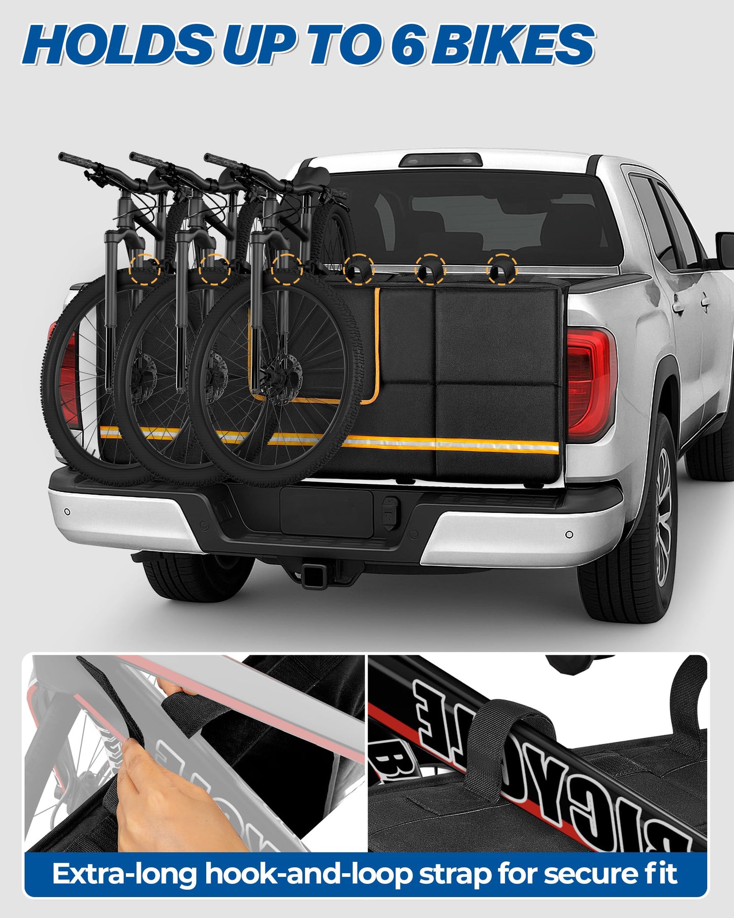 Marscamd Tailgate Bike Pad for Full-Size Pickup, 61" Wide, Holds 6 Bikes